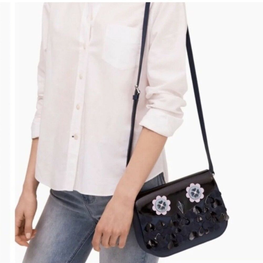 Kate Spade Blue Zibbi Owl Medium Flap Shoulder Bag